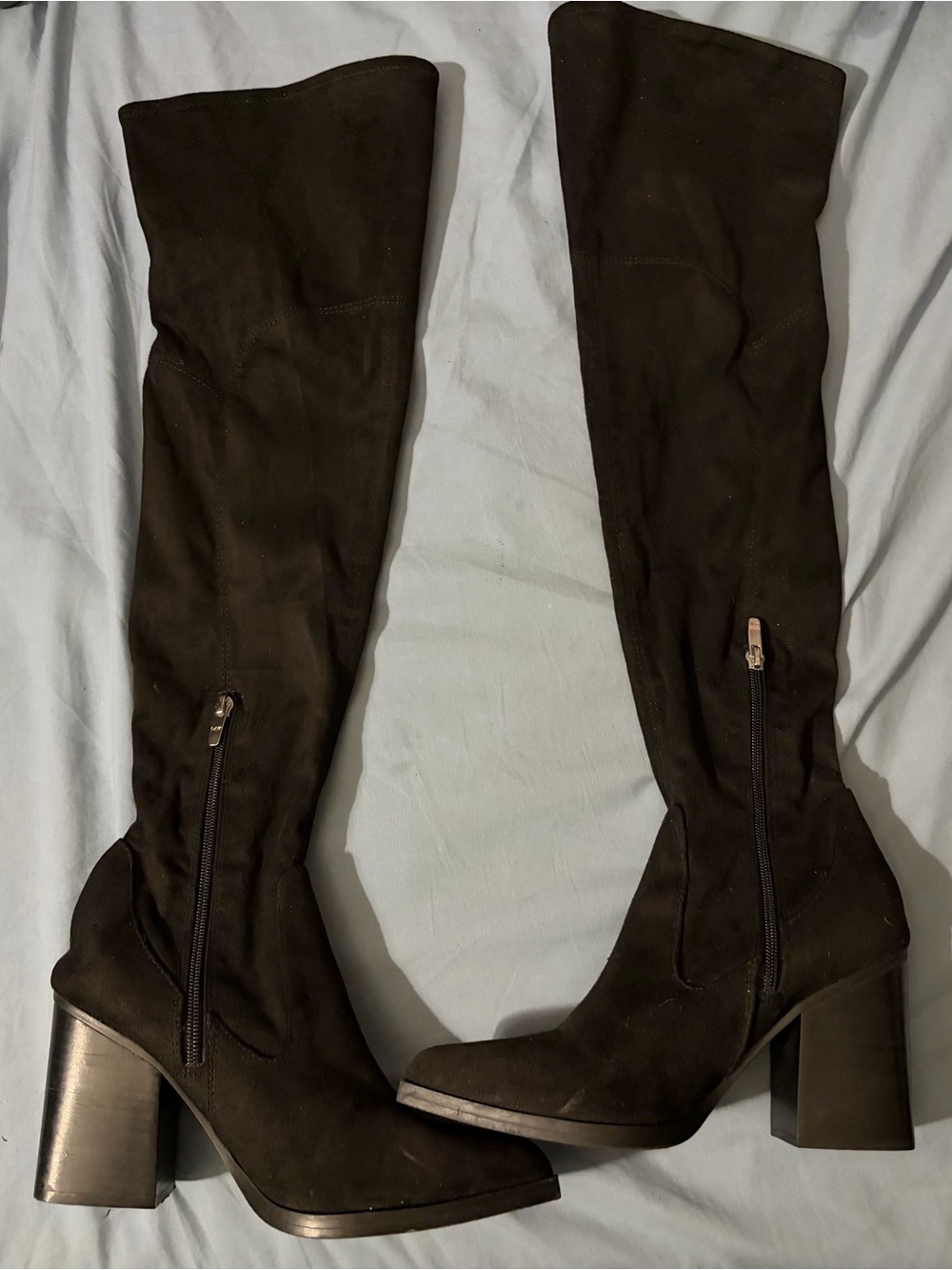 Women's marc fisher over the knee black block heel boots.